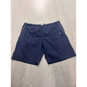 Nike Men's Blue Swim Trunks XXL White Piping Small Swoosh Logo Athletic Shorts